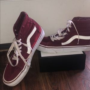 Maroon high top vans